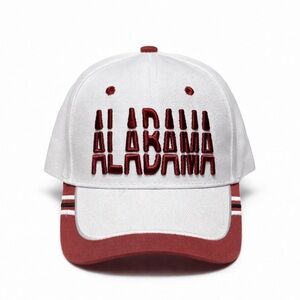Alabama Themed Baseball Cap - White and Crimson Red, one size fits all